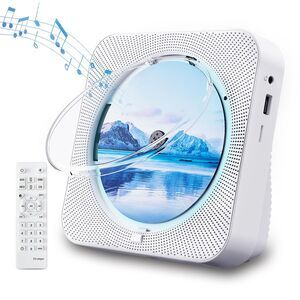 White Desktop Portable Bluetooth CD Player HiFi Sound Speakers Remote Control